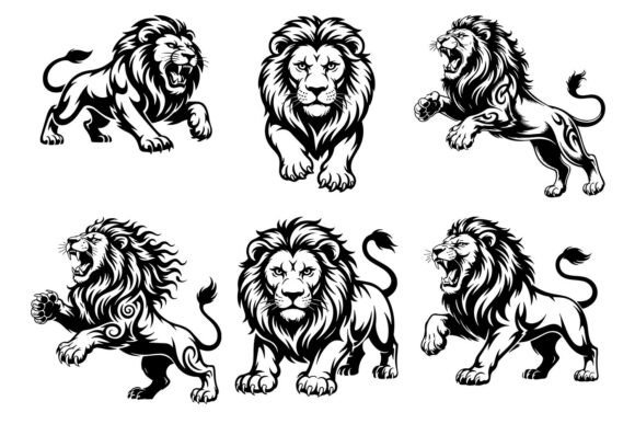 Download Tribal Lion Tattoo Design Set Svg Bundle - Design Collection
