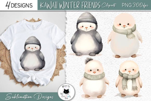 Download Cute Winter Animal Clipart | Kawaii PNG - Premium Bundle