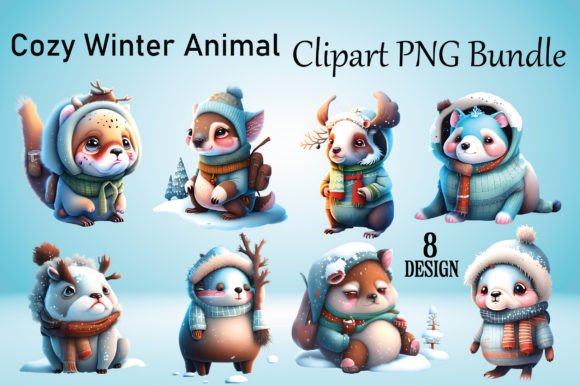 Download Cozy Winter Animal Clipart PNG Bundle - Premium Resources